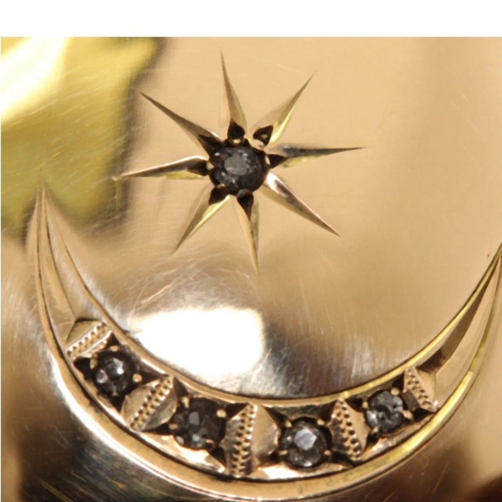 Rare 122yr.Old Solid 14K Gold Diamond Case Elgin 7J Moon&Star Pocket Watch. Runs - Picture 3 of 17